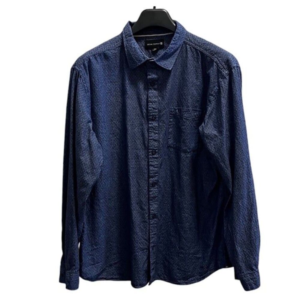 Ocean Current Mens Blue Long Sleeve Button-Up Shirt Size XXLARGE 100% Cotton